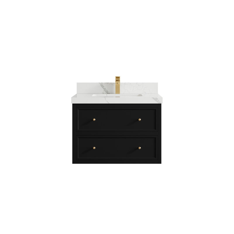 Ensemble de meuble-lavabo simple flottant 30 po Roswell, Calacatta Laza