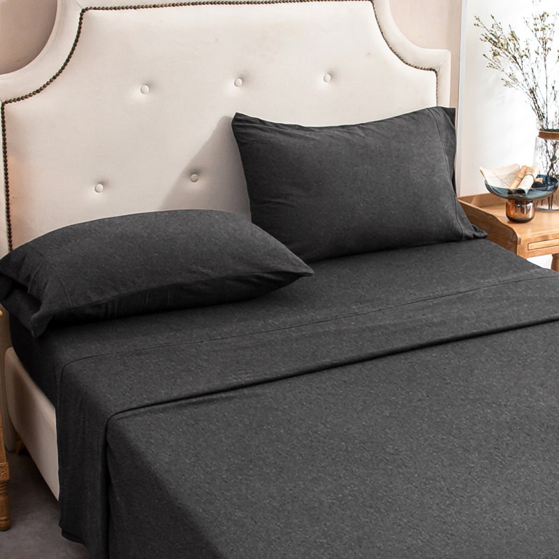 100% coton t-shirt ultra doux, confortable et respirant pour matelas jusqu'à 20 po de poche extra profonde, Gris anthracite