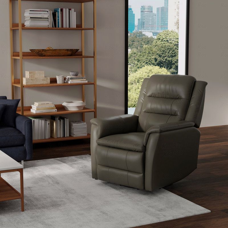 Fauteuil oscillant pivotant avec fonction inclinable et repose-pieds manuel gris Madras, Gris