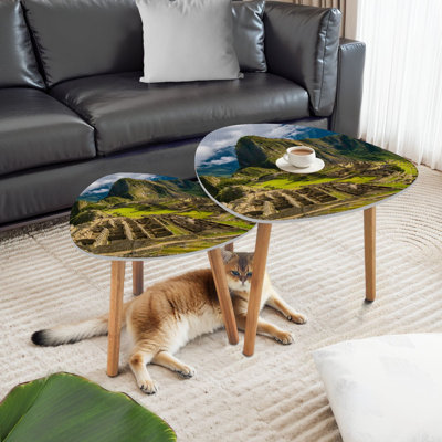 Ensemble de 2 tables basses gigognes triangulaires Machu Picchu