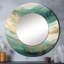 Or et vert Soft Wave Fusion - miroir de formes abstraites, miroir mural rond beige, impression d'art en métal-99623623
