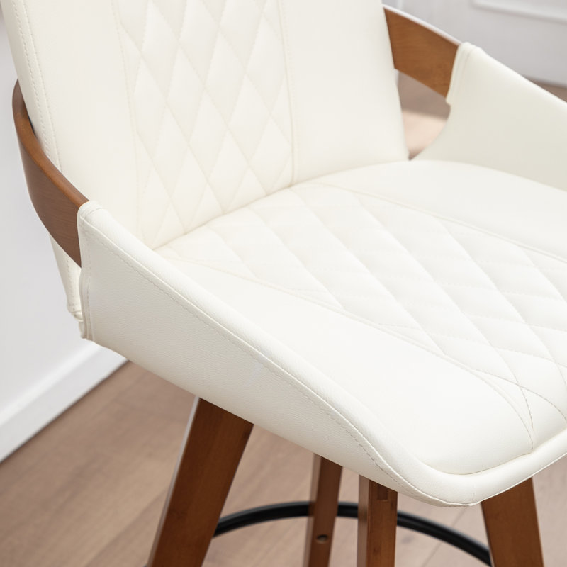 Tabourets de bar et de comptoir pivotants modernes rembourrés, Blanc, Tabouret de bar (siège d'une hauteur de 30,37 po)