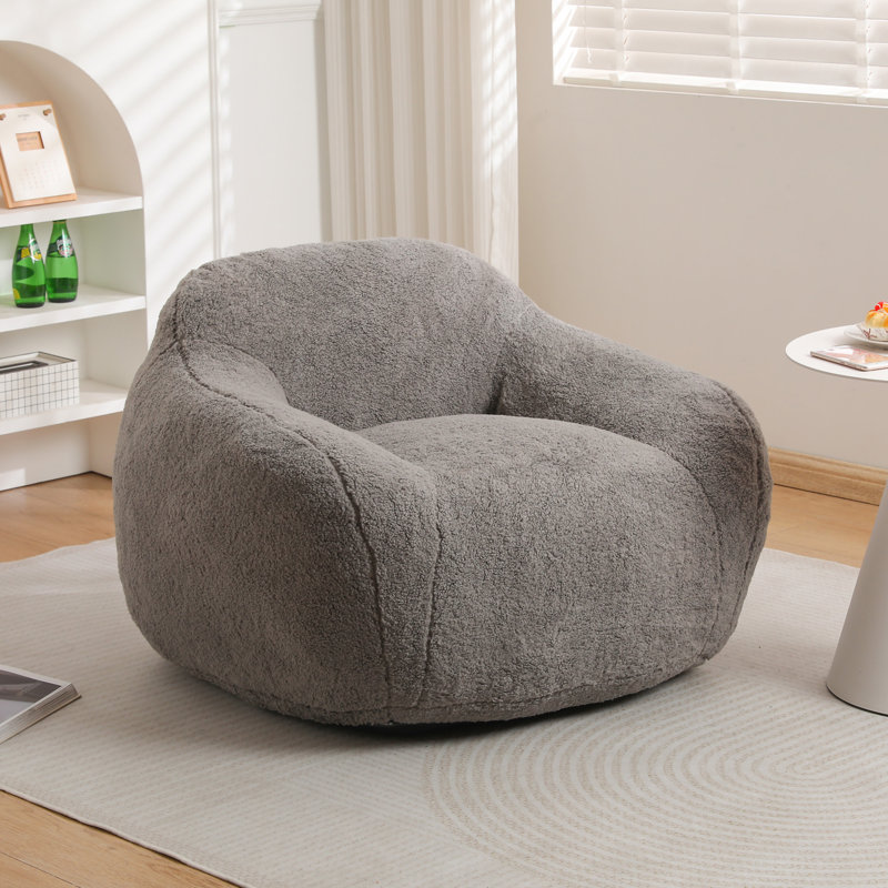 Fauteuil à billes, Peluche gris clair, H 26,8 po x l 39,4 po x P 36,6 po 