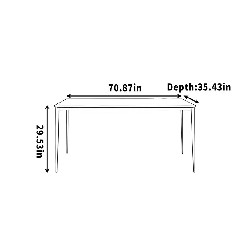 Bureau en granite avec plateau spacieux pour la maison, H 29,53 po x l 70,87 po x P 35,43 po
