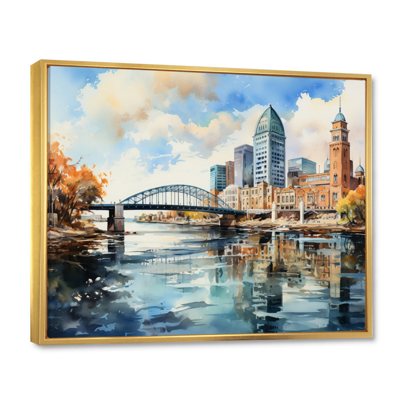 Jacksonville Bay Florida VI, reproduction d'art sur toile, H 24 po x l 32 po x P 1 po, Cadre flottant doré