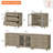 Mid-Century Morden Style Sideboard Buffet Cabinets With 2 Glass Door, 3-In-1 Kitchen Storage Cabinets, Wooden Coffee Bar Tables With Adjustable Shelf & 6 Ample Drawers For Dining Room, Living Room, Bedroom, Wash Gray