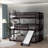 Full Size Solid Pine Triple Bunk Bed with Ladder &amp; Slide Espresso for Family Sleepovers
