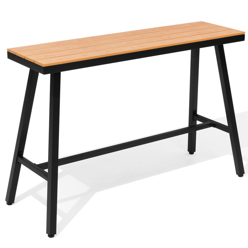 37.01" High Outdoor Metal Bar Table, Brown, 37.01" H x 15.55" W x 55.12" D