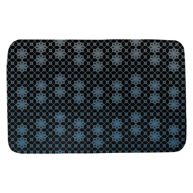 Tapis de bain en treillis Leffel, l 17 po x L 24 po, Dégradé bleu