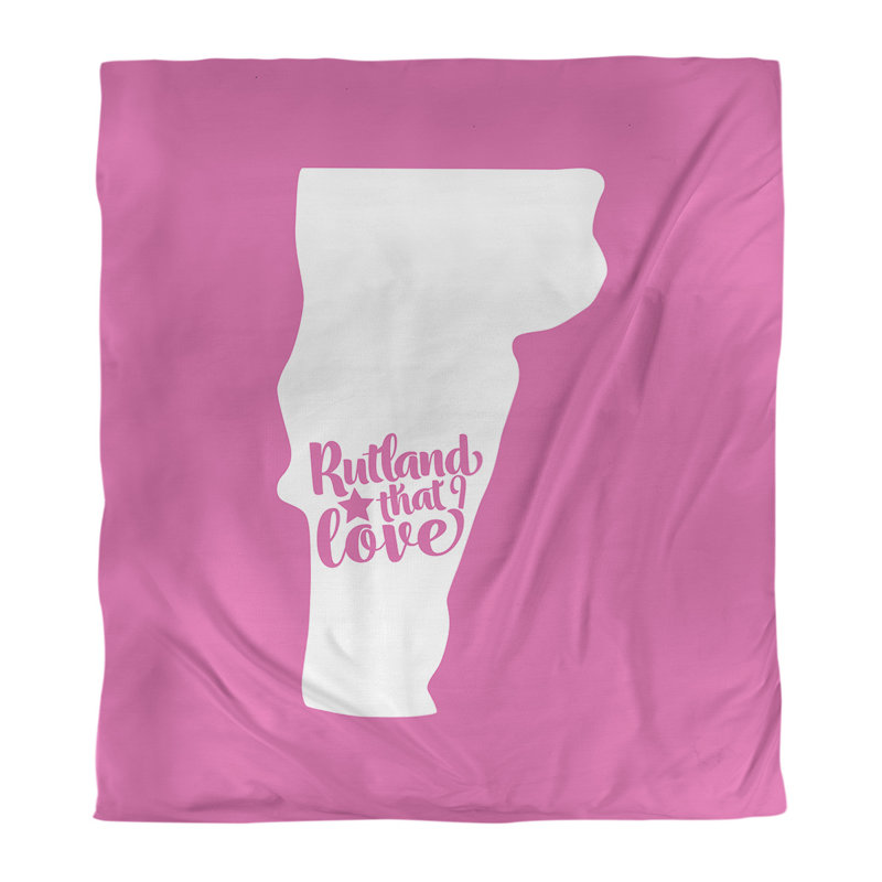 Housse de couette réversible simple rutland vermont love, Rose, Housse de couette simple TG, Polyester brossé