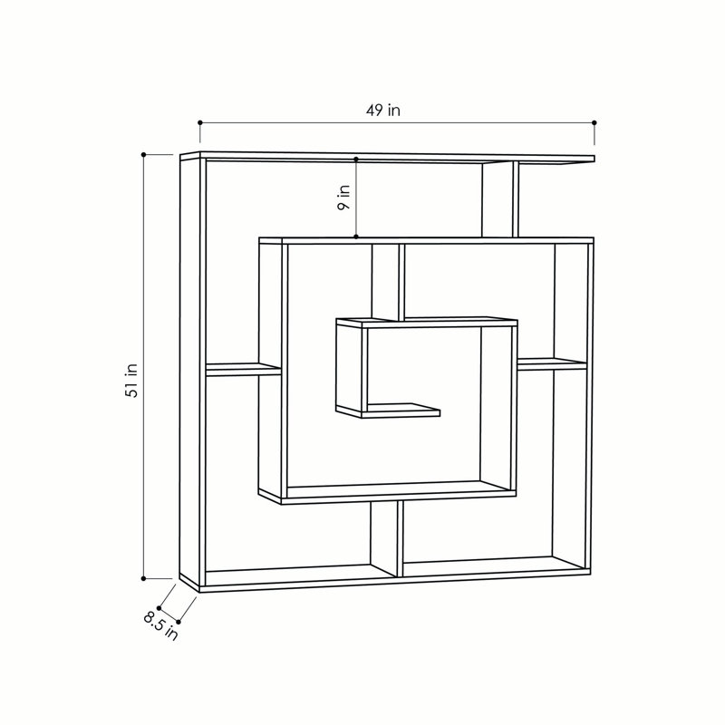 Abston Geometric Bookcase, White
