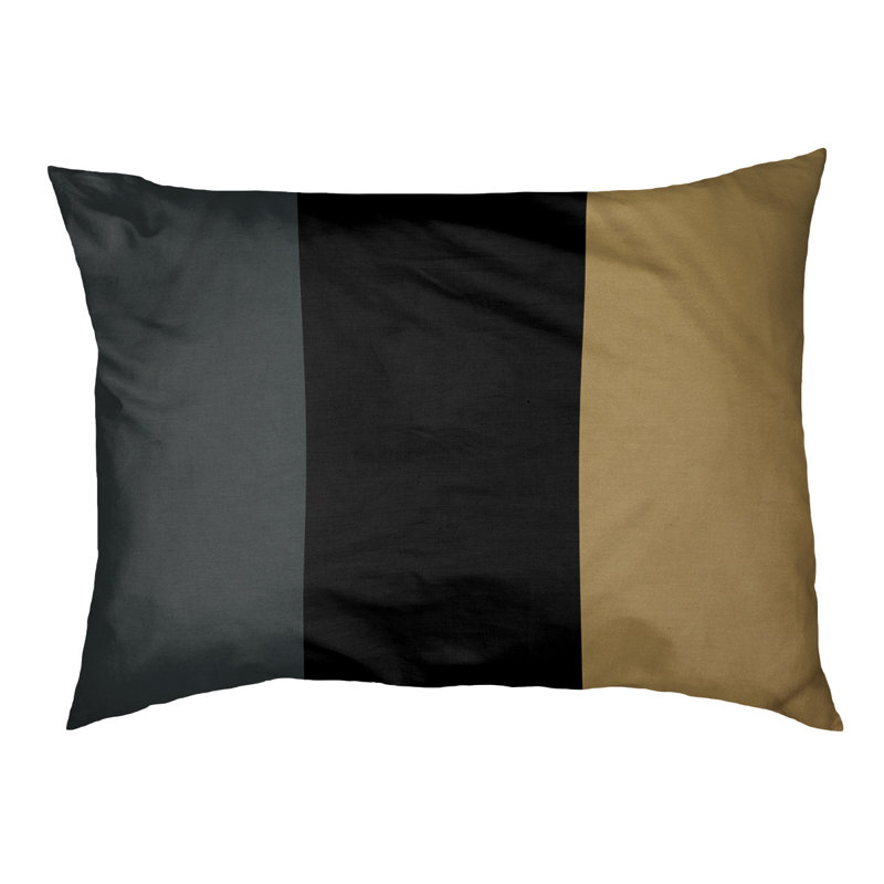 Oreiller rectangulaire New York, Petit (L 18 po x l 28 po), Gris acier / noir / or