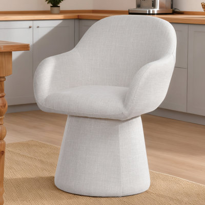 Modern Curved Swivel Linen Upholstered Accent Chair For Living Room Comfort Chair