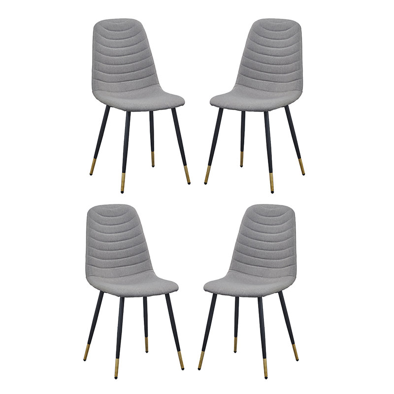 17'' H Linen Upholstered Metal Side Chair, Gray