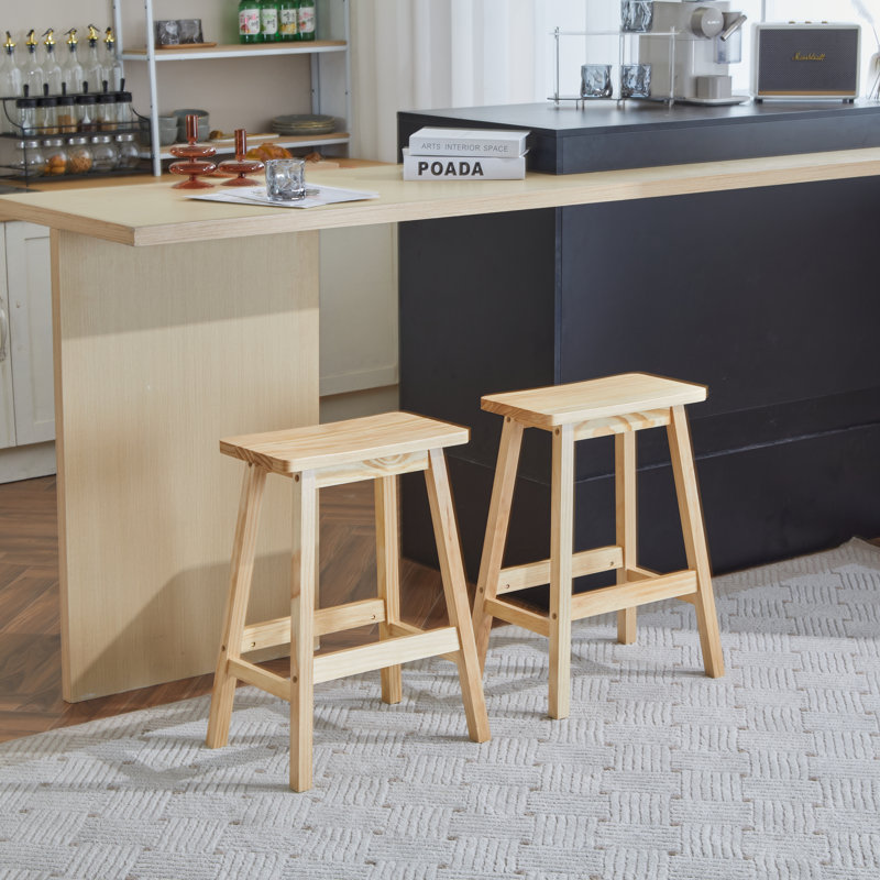 Tabouret de comptoir en bois massif 24,02 po Clauson, Chêne