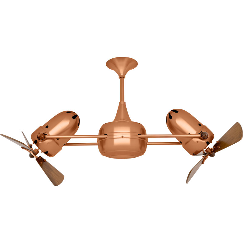 36" Duplo-Dinamico 3 - Blade Caged Ceiling Fan with Wall Control, Brushed Copper