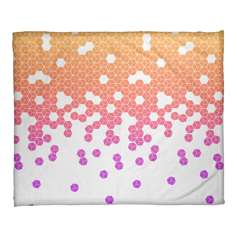 Couverture cubique Katelyn Elizabeth, L 52,5 po x L 62,5 po, Jaune / rose