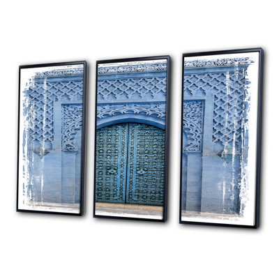 " Traditional Moroccan Ancient Wooden Entry Door " 3 - Pieces