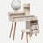 Stylish Vanity Table + Cushioned Stool,Touch Control LED Mirror,Large Capacity Storage Cabinet, 5 Drawers,Fashionable Makeup Furniture