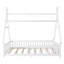 Adorable lit pour enfant en bois blanc avec toit et lumière, style maison ludique