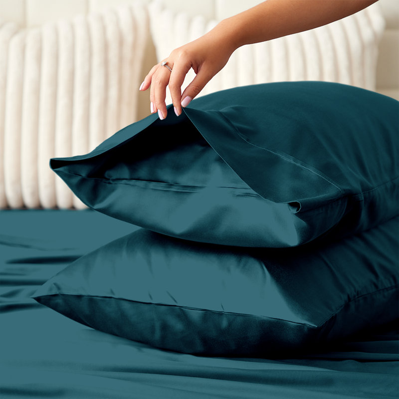 Dark Teal Bamboo Rayon Hypoallergenic Standard Pillowcase Set