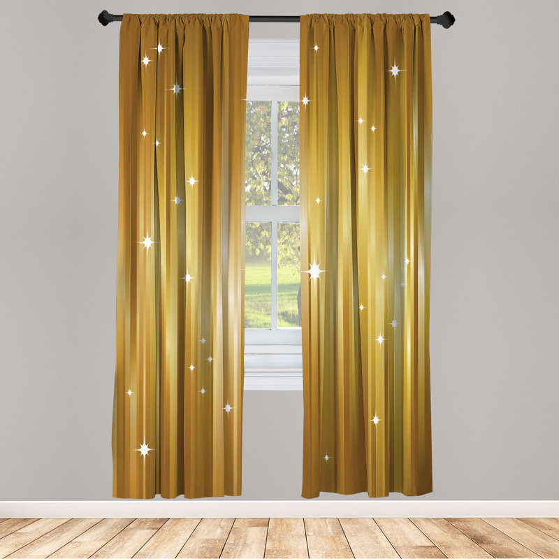 Ebern Designs Space Curtains, Abstract Beams Stars Galaxy, Pair, Earth Yellow, L 28 po x L 84 po