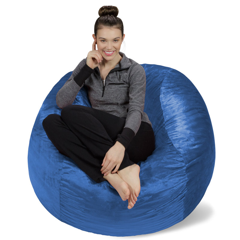  Bean Bag Chair - 4 Ft Shredded Foam Filled Round Pouf Chair - Plush, Ultra Soft Memory Foam Filled Bean Bag Chair with Microsuede Cover - Stuffed Foam Filled Furniture and Accessories for Dorm Room in Multiple Colors