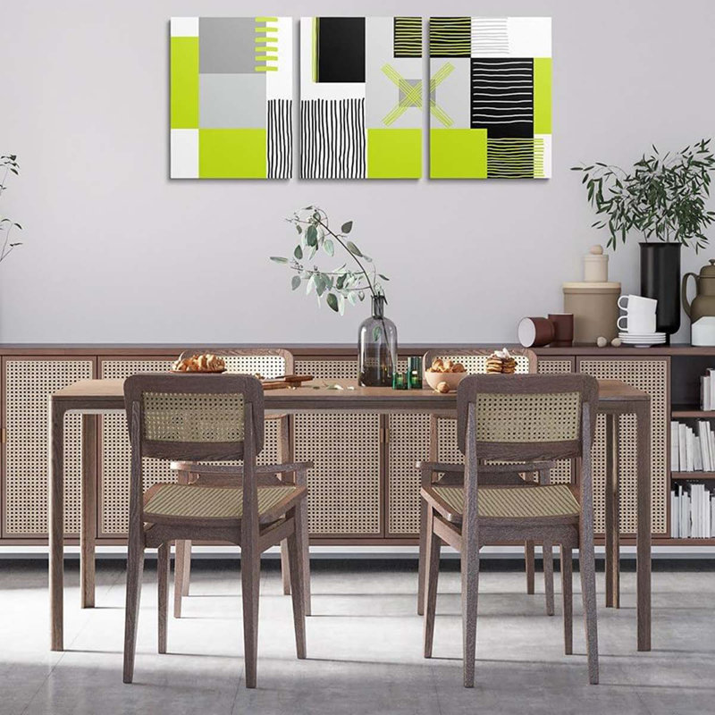 3 Piece Wrapped Canvas Print, Green