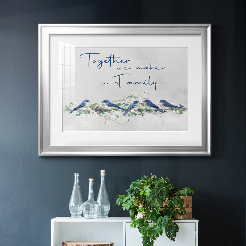 Bluebird Family, reproduction d'art encadrée, Argent, H 30 po x l 44 po x P 1,5 po
