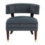 Élégante chaise d'appoint en velours rembourré à dossier demi-tonneau en bois massif de luxe pour salon 1 pièce