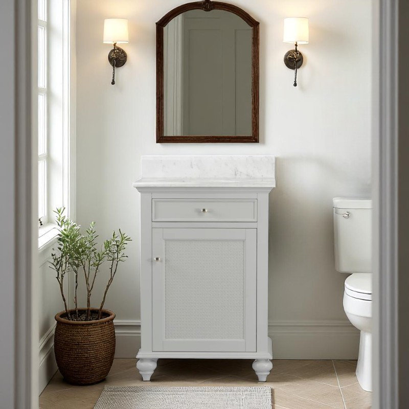 Meuble-lavabo simple 24 po en marbre, Gris