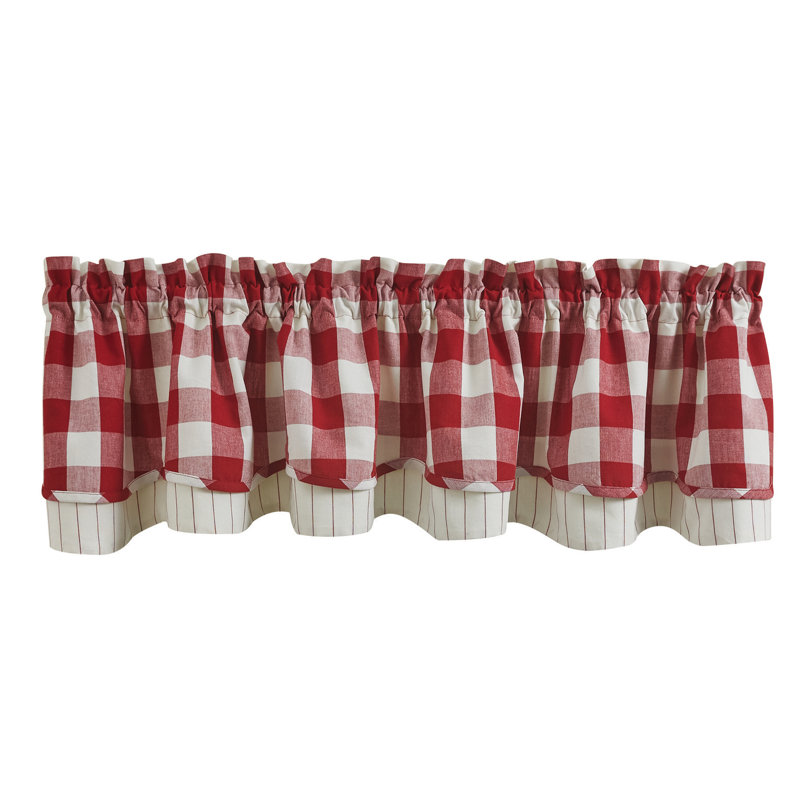 Buffalo Check Lined Layered Valance 16", Pink