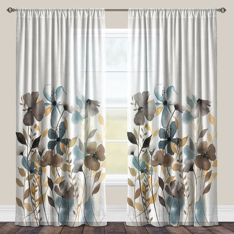 Panneau de fenêtre transparent à motif floral Greige Florals