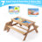 3-in-1 Kids Outdoor Wooden Picnic Table With Umbrella, Convertible Sand & Wate, Gray ASTM-467513416