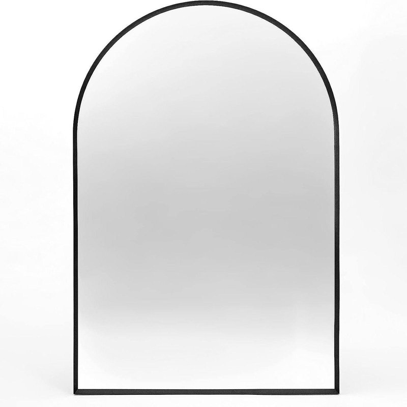 20X30 Inch Black Metal Framed Arched Bathrrom Mirror For Wall.(W2203134104), Black