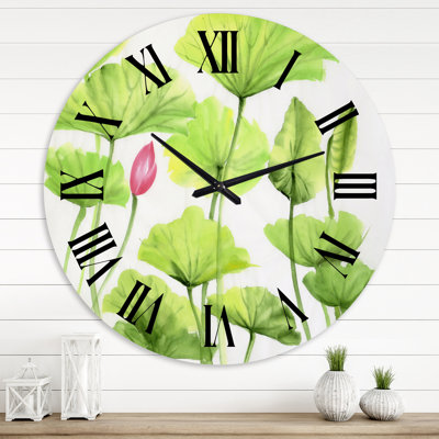 Vintage lotus roses dans l'étang - horloge murale traditionnelle
