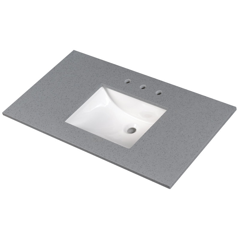 49 in. Sparkling Gray Marble Vanity Top with White Ceramic Sink