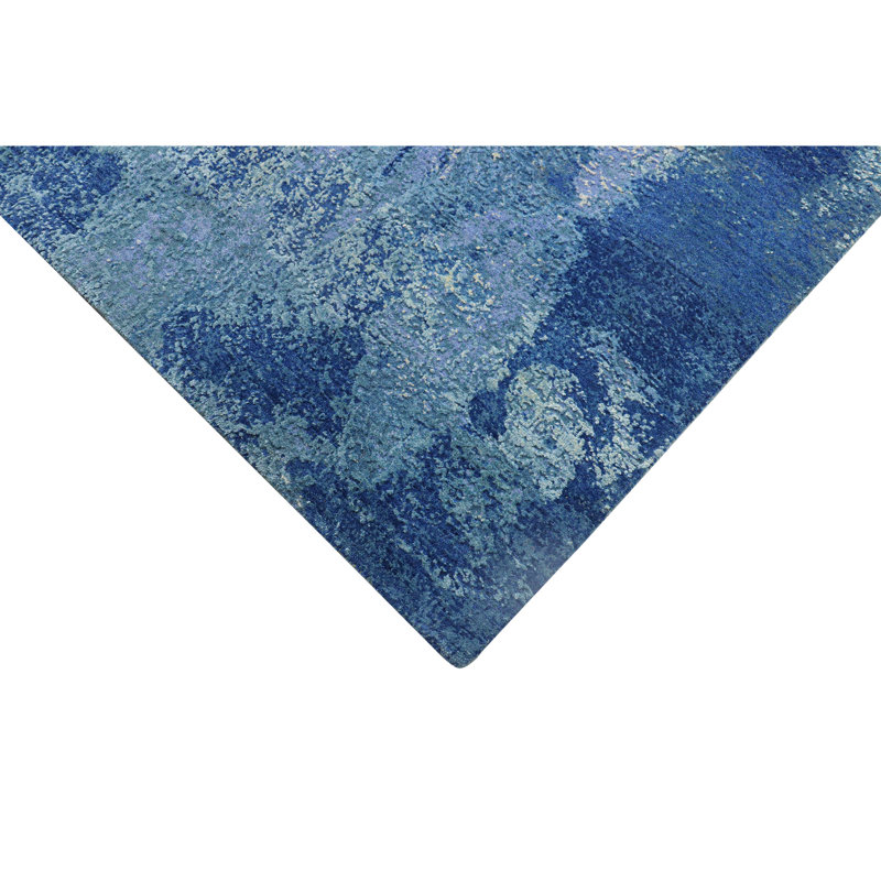 Hand Knotted Area Rug in Blue And Multi