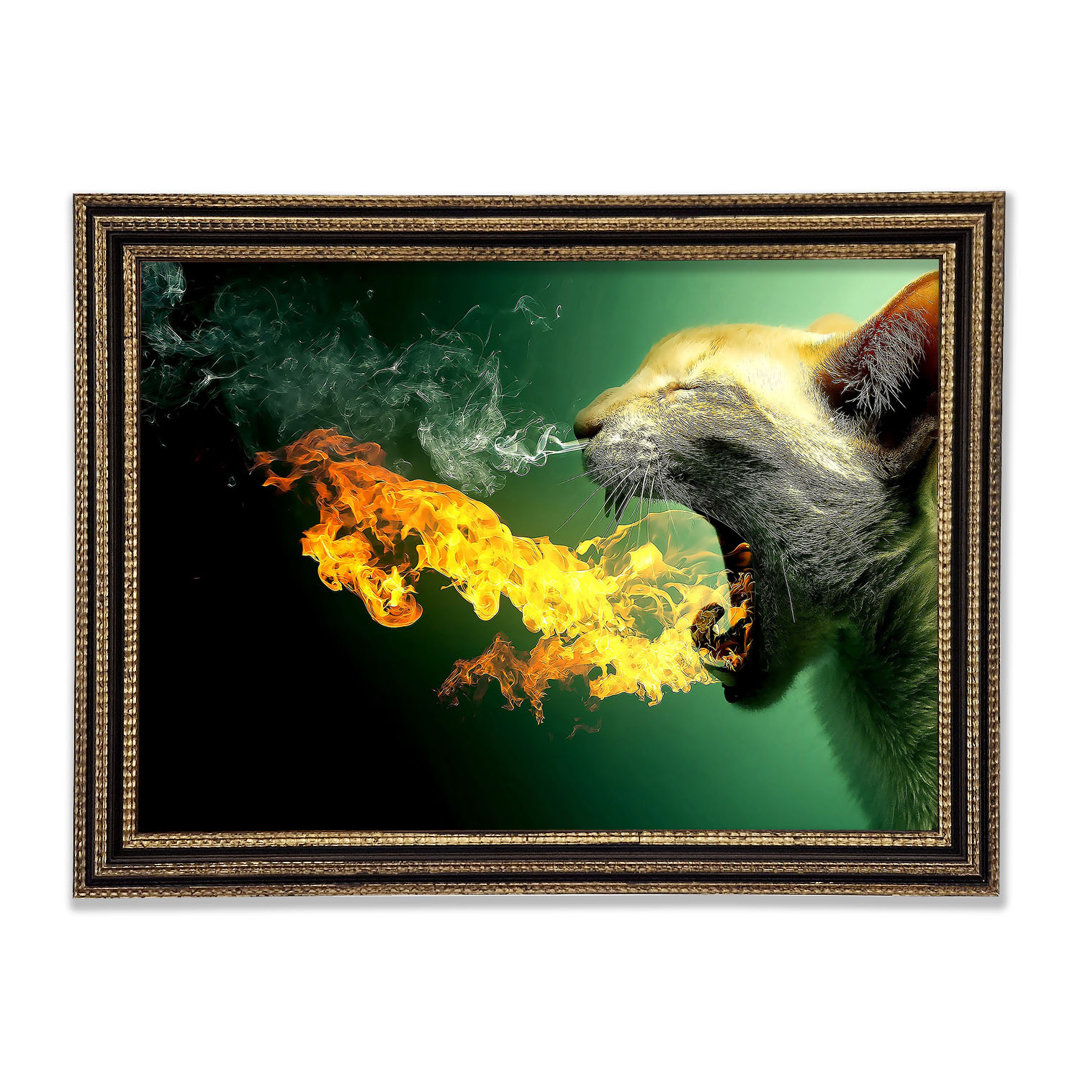 Gerahmtes Leinwandbild Flaming Cat