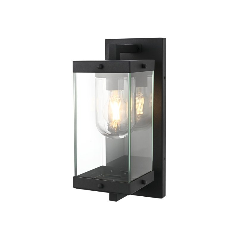 Keaton Outdoor Wall Sconce in Black, 15" H x 6" W x 8" D