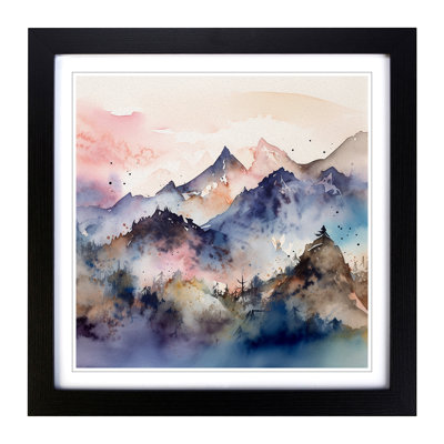 Japanese Mountains Watercolour No.1 - Framed Print