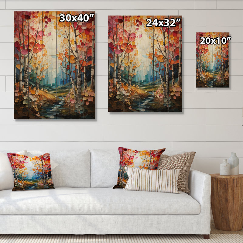 Birch Woods Autumn Harmony II sur impression sur bois, H 32 po x l 24 po x P 0,78 po