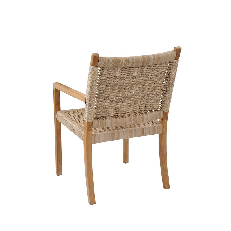 Hudson Teak Patio Dining Armchair, Natural Cord