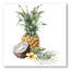 Ananas avec noix de coco, plumeria et feuilles de palmier - peinture sur toile tendue-59849868