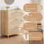 Commode 3 tiroirs en rotin, armoire de rangement moderne en bois avec tiroirs tissés, naturel