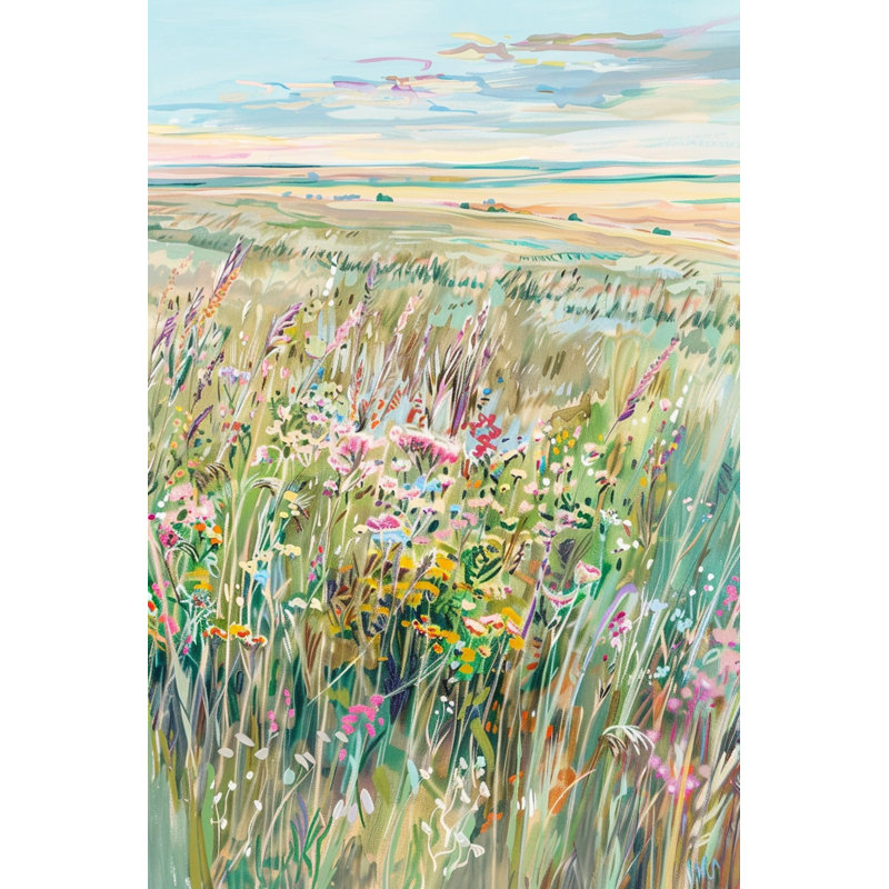 «Pastel Prairie Wildflower Meadow», art mural sur toile tendue, L 30 po x H 40 po x P 1,5 po