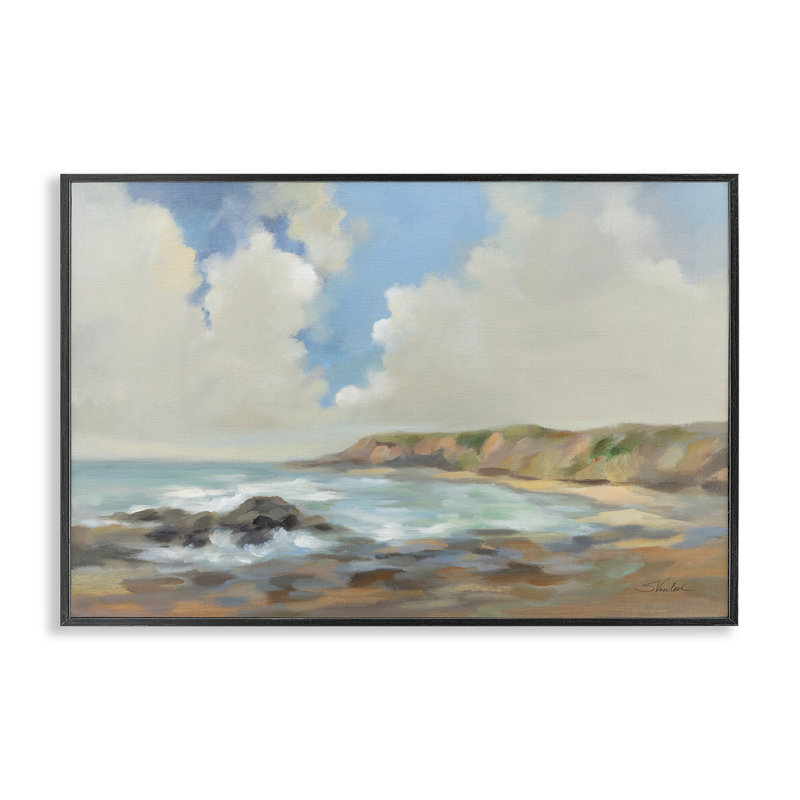 Giclée de California Coast Cliff par Silvia Vassileva, Giclée encadrée noir minuit, H 16 po x l 24 po