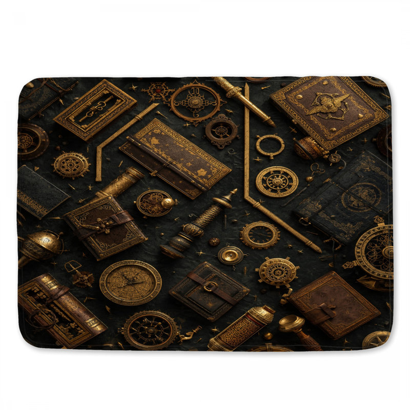 Steampunk Accessories Collection Bath Mat, 34in W x 21in L