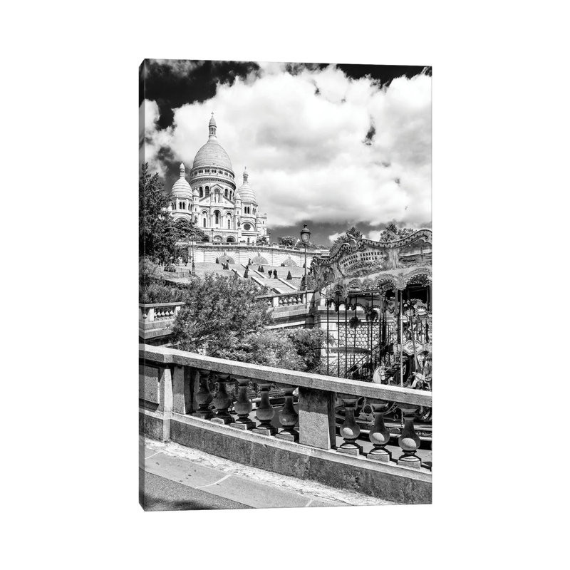 Black Montmartre Series - Carousel Sacré-Coeur by Philippe Hugonnard - Wrapped Canvas Print