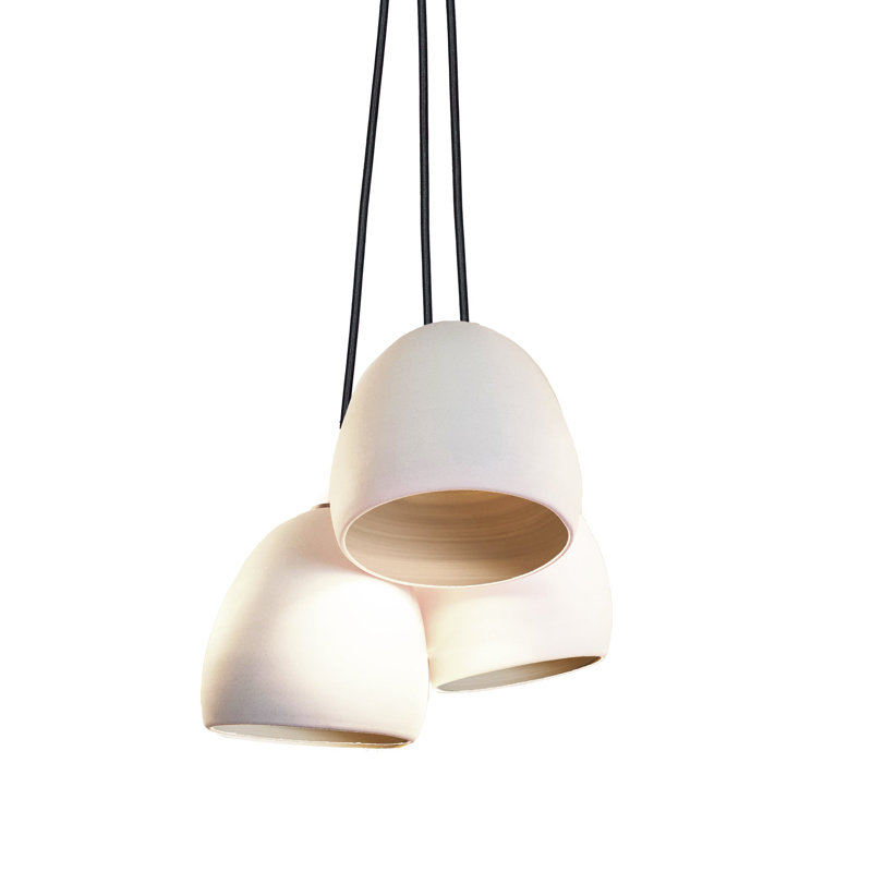 Luminaire suspendu grappe 3 lumières Clay, Pas d'ampoule, H 104 po, Noir